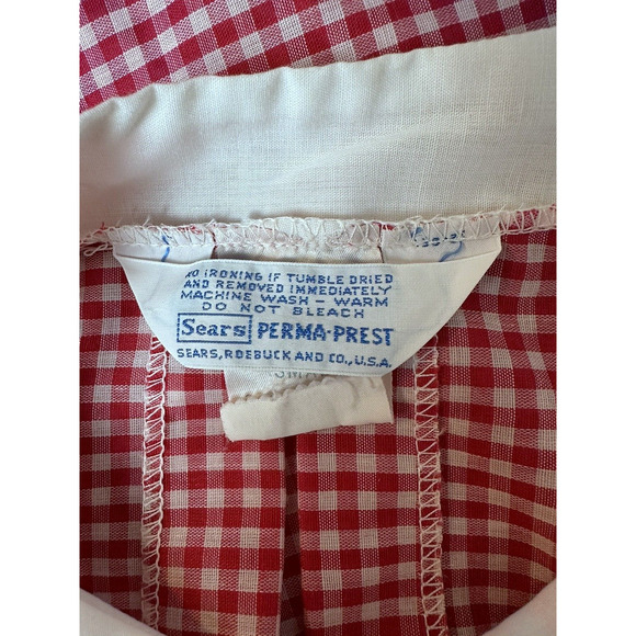 Vtg Sears Roebuck House Day Dress Sz S Red White Gingham Pinup Summer Picnic 60s - Picture 10 of 13